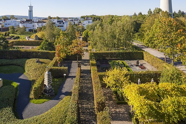 Blick über die Gärten der Partnerstädte